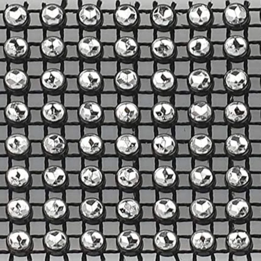 1 Yard Faux Rhinestone Crystal Black Mesh Ribbon Roll